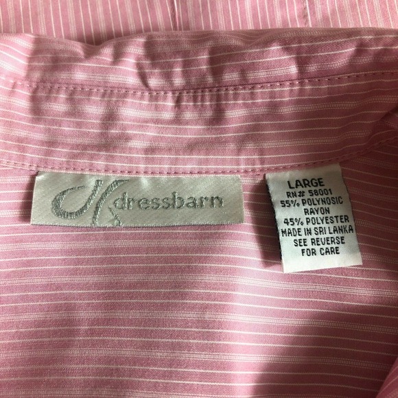 Dress Barn Women's Size L Pink Striped Long Sleeve Button Front V Neck Top - Picture 6 of 7
